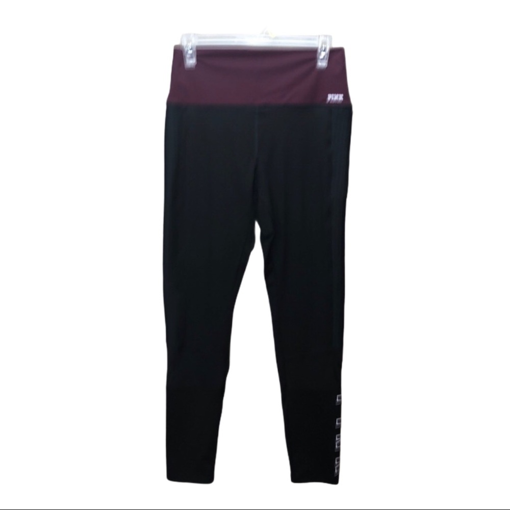 PINK Victoria's Secret Women's Black and Burgundy Leggings